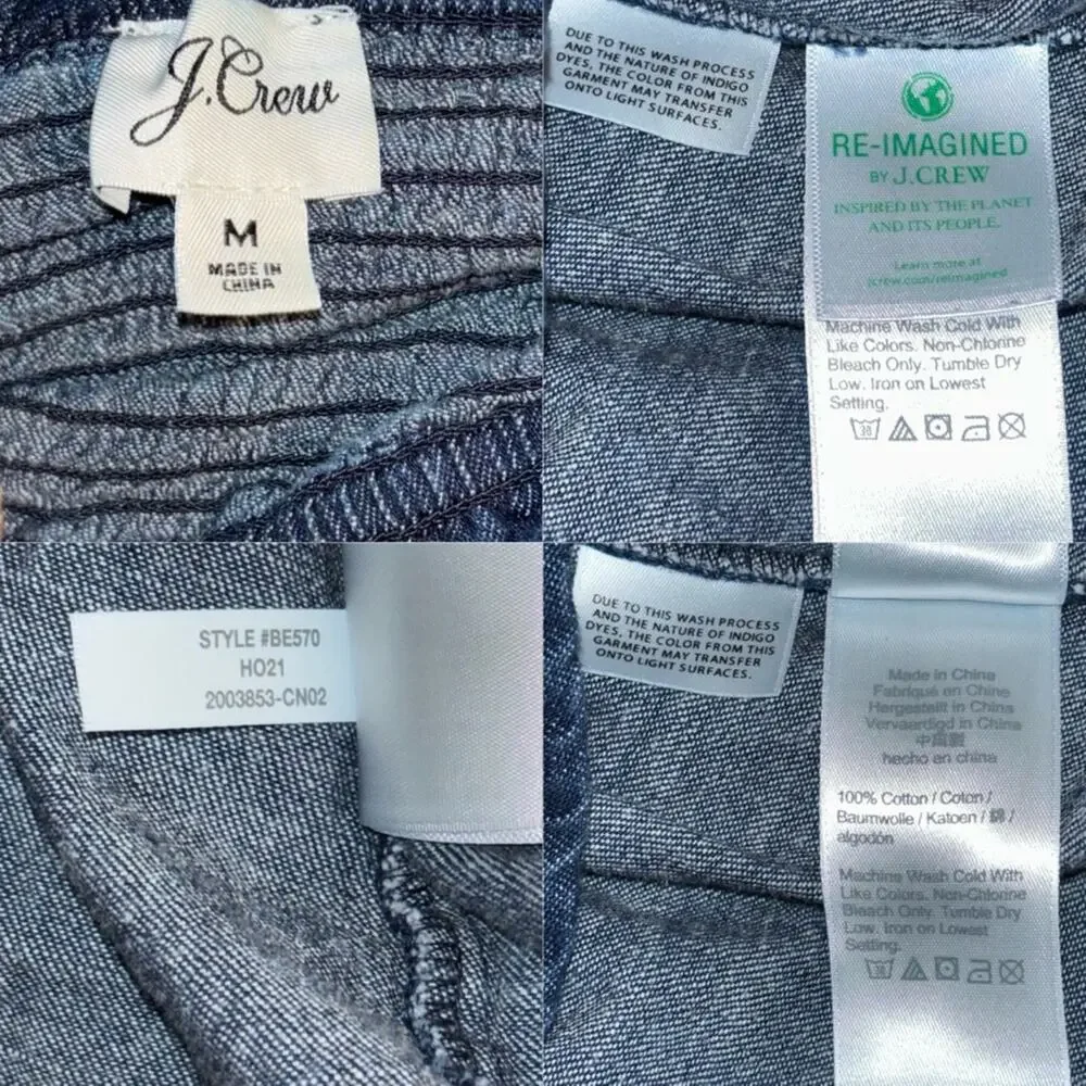 J. Crew Chambray Smocked Puffed-Sleeve Top Birch Wash (off shoulder) woman's Med